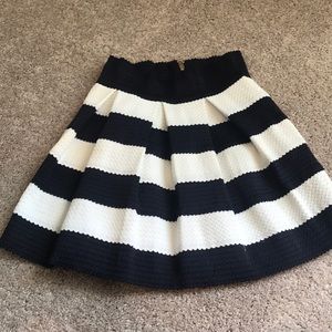 Navy and white striped skirt